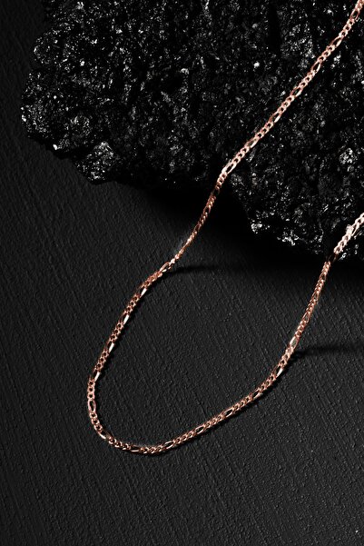 Takıdepo Figaro Model Gümüş Zincir Rose Kaplama 1,40 Mm Genişlik