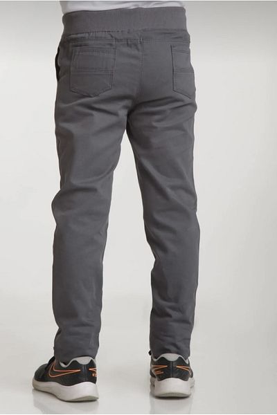 KARAMANSTYLE Ribbed Waist Canvas School Pants with Elastic