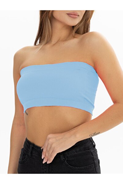 MİSTİRİK Palude Model Dikişsiz Toparlayıcı Büstiyer Straplez Seamless Model Spor Bondeo Buzmavisi Renk