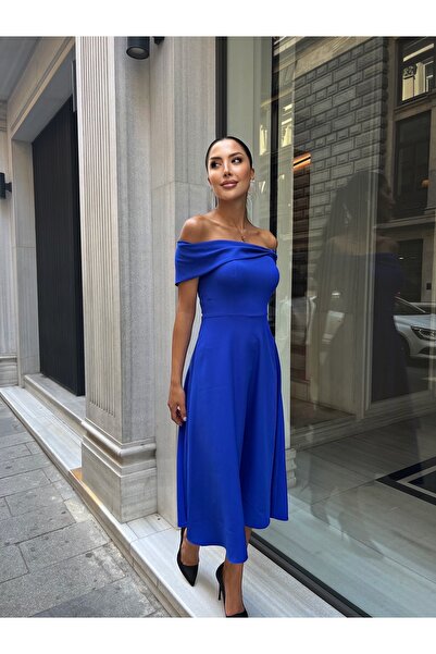 elbisenvarmı Madonna Yaka Midi Boy Elbise