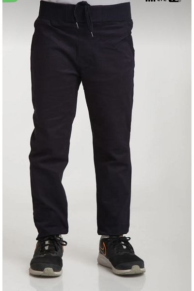 KARAMANSTYLE Ribbed Waist Canvas School Pants with Elastic