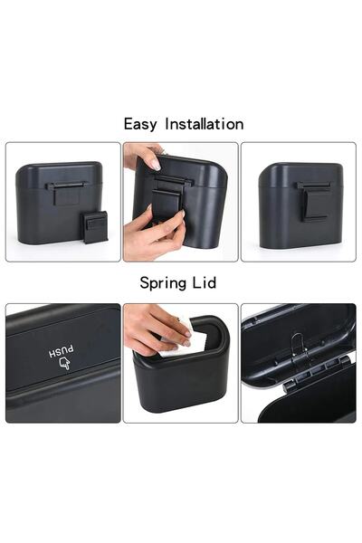 Ankanorm Black Auto Car Trash Can - Organizer Garbage Can with Lid