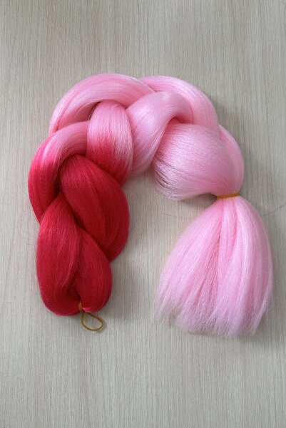 Eva Peruk Afrika Örgüsü Rasta Ve Box Braid Için Sentetik Saç 100 Gram - Koyu Pembe/açık Pembe Ombreli