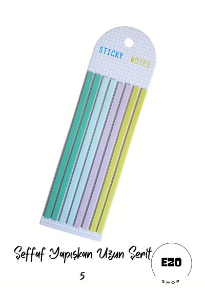 EZOSHOP 5-Piece Transparent Color Sticky Notes - Long Strip Label