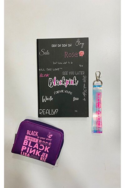 GC GÖKHAN CLUB مجموعة مفاتيح محفظة ومحفظة بلاك بينك