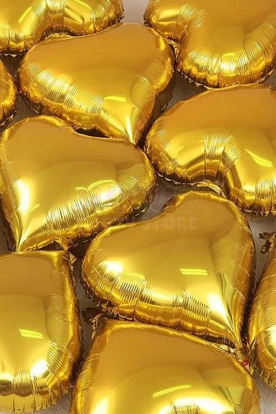 Huzur Party Store Gold Color Heart Foil Balloon 45 cm 18 inch Helium Compatible Golden Yellow Concept Party Birthday Balloon