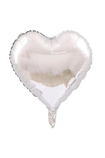 Huzur Party Store بالون فضي اللون على شكل قلب مقاس 45 سم 18 بوصة هيليوم متواف...