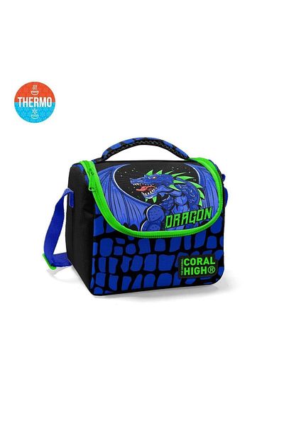 Coral High Cutie termică pentru prânz Saks neagră cu model Dragon - 11866