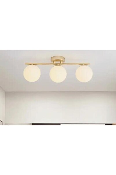 Rsylight Metal Modern Eskitme Kaplama Opal Camlı Tavan Plofyoner 3 LüTavan Avize