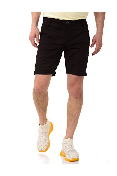 Cipo & Baxx Ck272 Basic Black Linen Men's Shorts