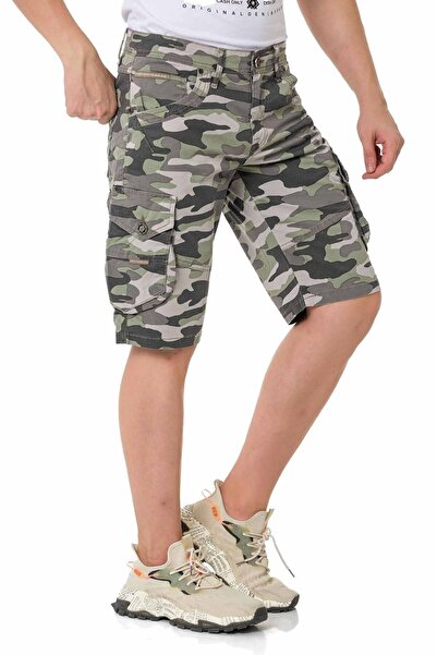 Cipo & Baxx Ck286 Kargo Cep Kamuflaj Keten Erkek Kapri Şort