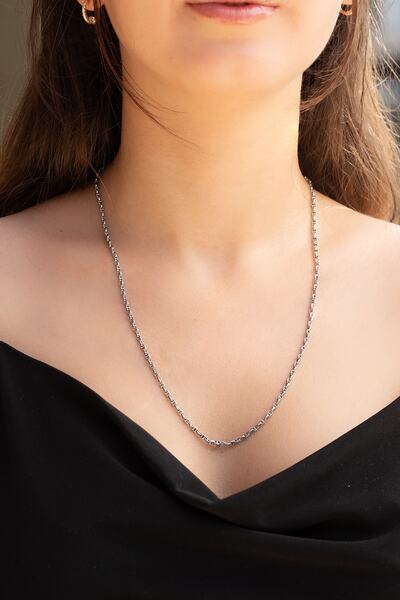 Cenova Jewelry 14 Ayar Altın Gemici Düğümü Beyaz Zincir Kolye