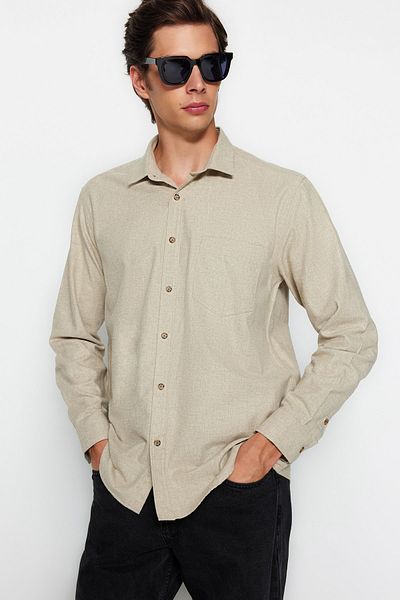 Trendyol Collection Πουκάμισο μονής τσέπης Camel κανονική εφαρμογή - TMNAW21GO0419