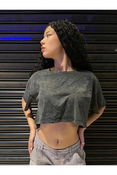 Gofeel Y2K Vintage Washed Oversize Crop