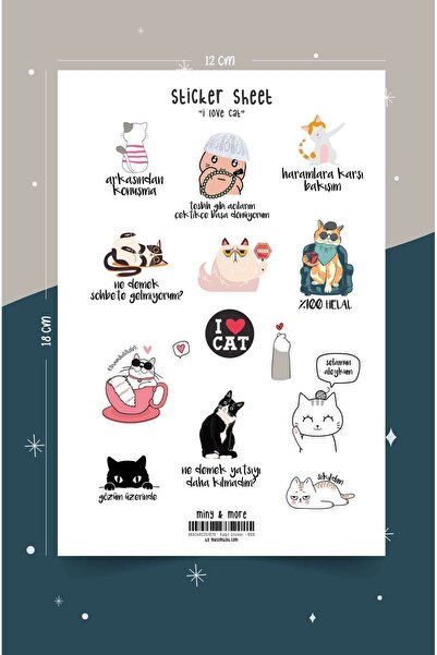 MuslimWalk I Love Cat Islami Sticker Seti #8