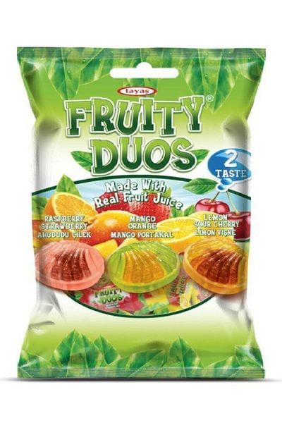 TAYAŞ Fruity Duos Double Delicious Filled Hard Candy 350 Gr