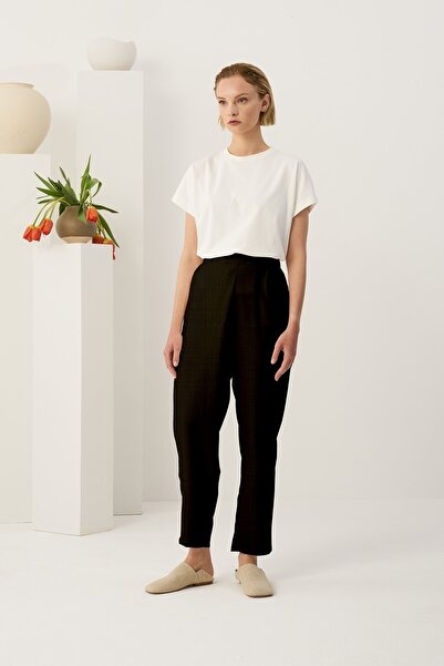 EBU Prive Γυναικείο Ασύμμετρο Παντελόνι από Βιολογικό Βαμβάκι Μαύρο