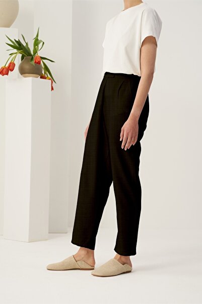 EBU Prive Γυναικείο Ασύμμετρο Παντελόνι από Βιολογικό Βαμβάκι Μαύρο