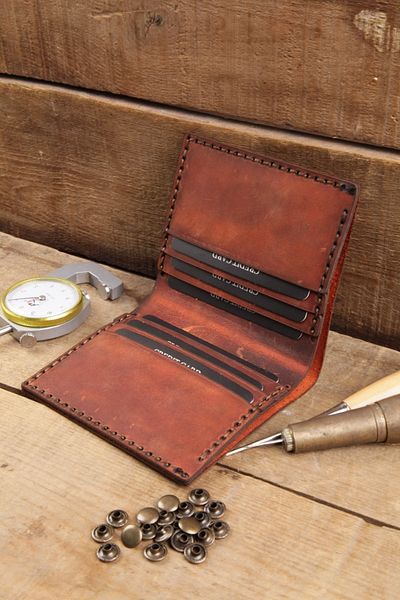 New Coast Leather 1900's Γνήσιο & Πραγματικό Δέρμα 100% Χειροποίητο Κόκκινο Ανδρικό Πορτοφόλι
