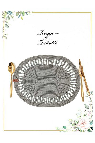 REYGON TEKSTİL Melc decorativ WAVE Placă de împletit din iută Placă de melc pentru serviciu american (oval)