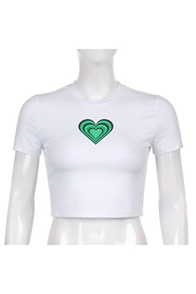 Jose Clothing ΓΥΝΑΙΚΕΙΟ ΚΟΝΤΟΜΑΝΙΚΙ ΛΕΥΚΟ ΤΥΠΩΜΕΝΟ CROP TOP BLUZ