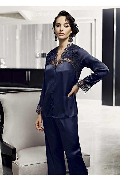 PERİN Kadın 6 Parça Saten Güpürlü Gecelik Sabahlık Çeyiz Seti