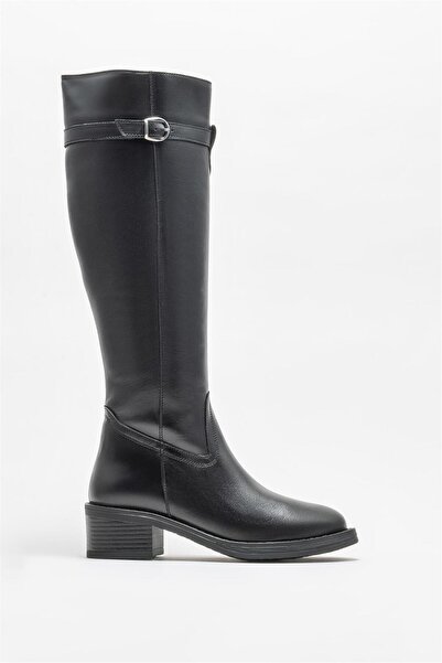 Elle Shoes Siyah Deri Kadın Çizme