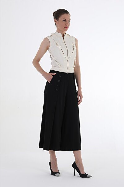 Balizza BLZ-TAŞ İŞLEMELİ FERMUAR AKSESUARLI KETEN YELEK