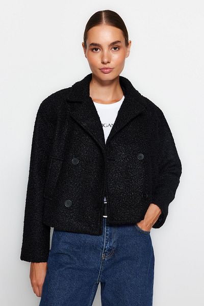 Trendyol Collection Чорне пальто-бушлат широкого крою TWOAW24KB00106