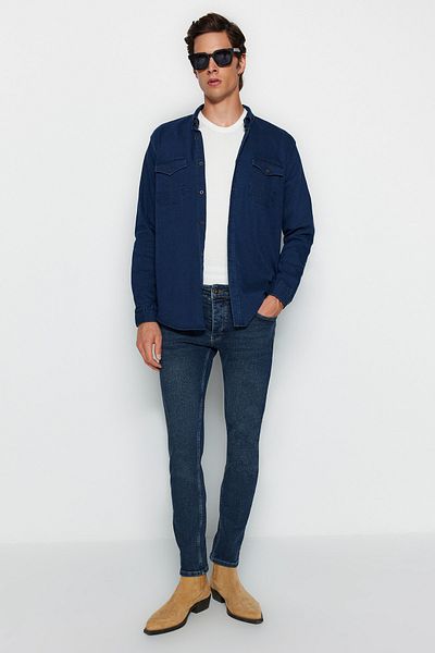 Trendyol Collection Navy Blue Skinny Fit ελαστικό ύφασμα με λεπτή εφαρμογή Τζιν παντελόνι τζιν TMNAW23JE00047