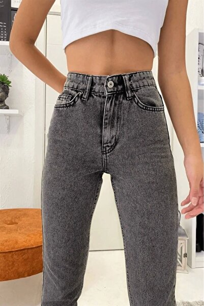 Bella denim Καπνιστό ψηλόμεσο Mom Jean Jeans