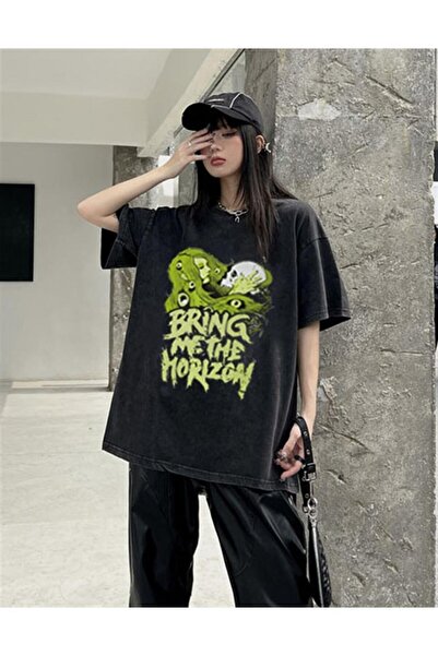 Touz Πλενόμενο Bring Me The Horizon Unisex Oversize Vintage μπλουζάκι με στάμπα