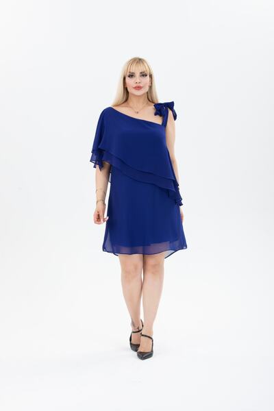 ADASTYLE One Shoulder, Saxe Blue Chiffon Dress, Evening Dress New Season, Stylish Night