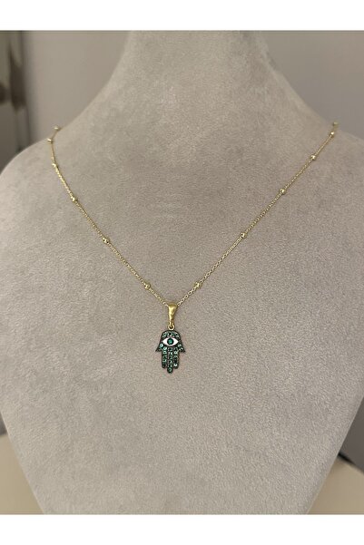 emy by emel luxury silver jewelry Altın Kaplama Yeşil Taşlı Fatma Ana Eli Kol...