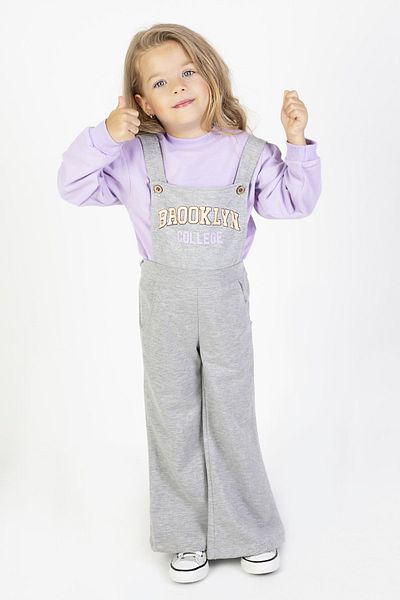 Harika KIDS Girl's Two Thread Fabric Medium Thickness Printed Knitted Salopet-Sweatshirt Double Basic Set