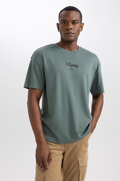 DeFacto Comfortable Crew Neck Printed T-Shirt - Heavy Fabric, Short Sleeve, Comfort Regular Fit A6868Ax23Au