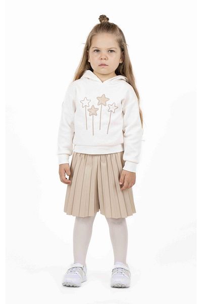 best kids Girl's Ecru Printed Hooded Sweatshirt