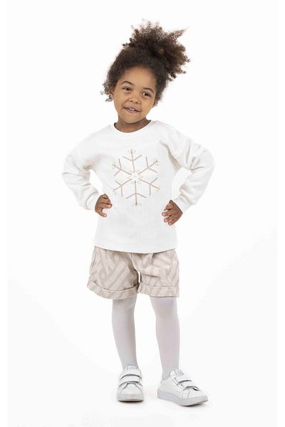 best kids Girl's Ecru-beige Snowflake Printed Sweatshirt