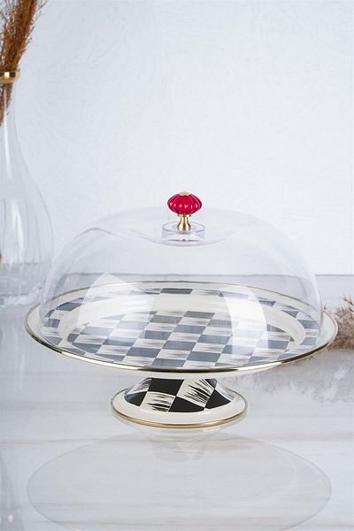 ACAR Acar Qualita King Enamel Checkers Decor Cake Jar
