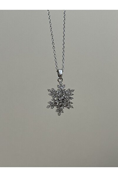 designbyphilia Ortası Dönen Kar Tanesi Çelik Gümüş Kaplama Kararmaz Kolye