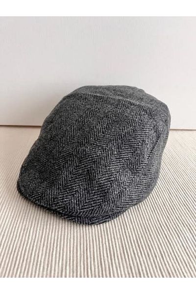 HatClub Exclusive Herringbone Elastic Back Winter Wool Blended Smoked Cap Hat