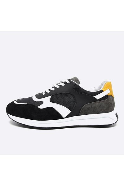 Fosco Genuine Leather Sneaker Men's Shoes Black 9900