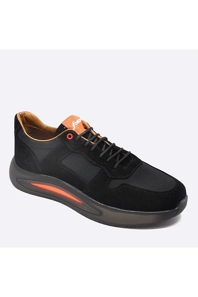Fosco Genuine Suede Leather Sneakers Men's Shoes Black 9928