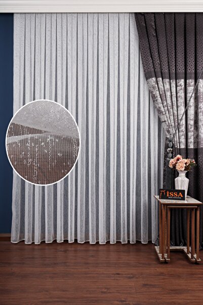 ISSA PERDE Taç Issa Tül Perde Şantuk Keten Kurşunlu Orta Pile 1 /2,5