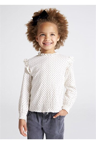 MAYORAL Girl's Polka Dot Blouse Beige 4031