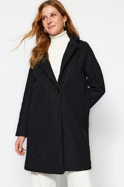 Trendyol Collection Midi Length Black Boucle Coat - TWOAW24KB00089