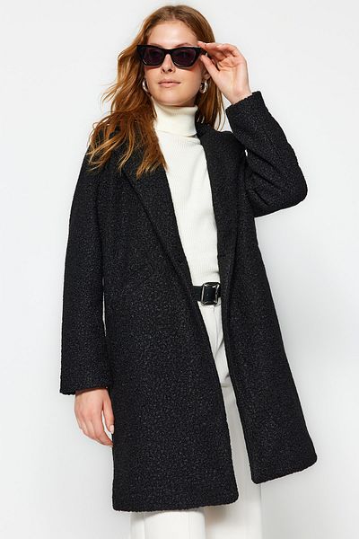 Trendyol Collection Midi Length Black Boucle Coat - TWOAW24KB00089