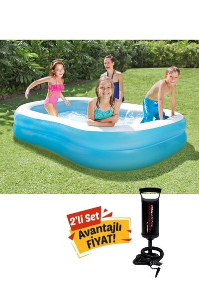 YILDIRIM OYUNCAK Aile Havuzu 203x152x48Cm - Mavi Dikdörtgen Aile Havuzu ve Pompa