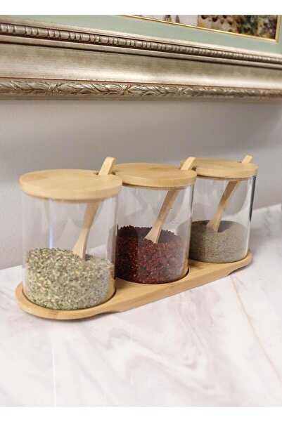 The Mia Bamboo Lid Borosilicate Glass Jam Bowl Set of 3