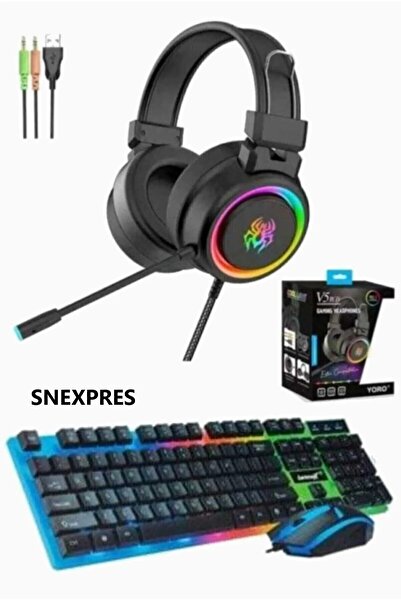 SNEXPRES Işıklı Ps4-xbox One-pc Gamer Oyuncuı + Gamer Klavye Mouse Set